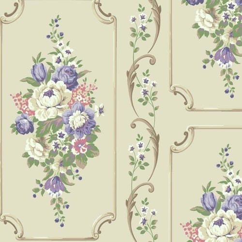 York Wallcoverings BA4500 Casabella II Floral Panel Wallpaper, York Wallcoverings BA4500 Casabella II Floral Panel Wallpaper,